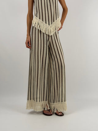 Set Top e Pantalone con Frange a Righe Lumina