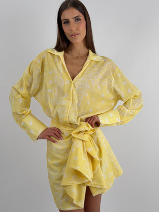 Set Camicia e Gonna con Fantasia Bandana Giallo
