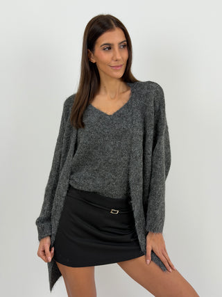 Twin Set in Maglia con Top e Cardigan Grigio