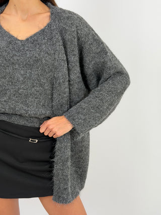 Twin Set in Maglia con Top e Cardigan Grigio