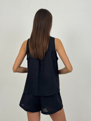 Coordinato Canotta e Shorts Portofino Nero