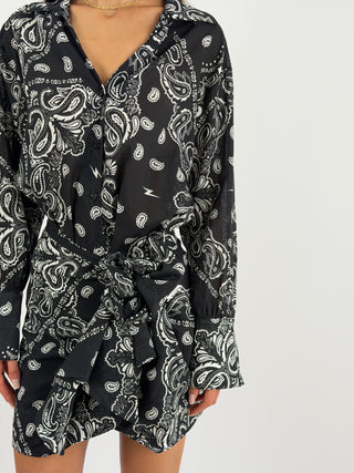 Set Camicia e Gonna con Fantasia Bandana Nero