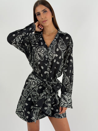 Set Camicia e Gonna con Fantasia Bandana Nero
