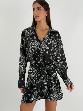 Set Camicia e Gonna con Fantasia Bandana Nero