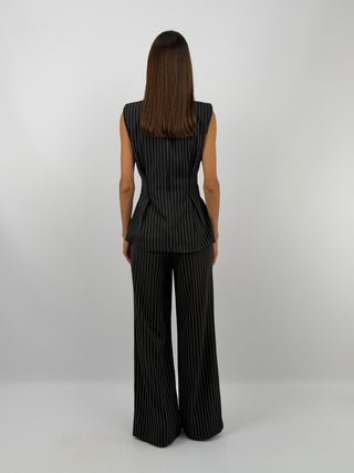 Completo Gessato con Gilet Nero