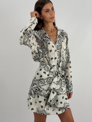 Set Camicia e Gonna con Fantasia Bandana Panna