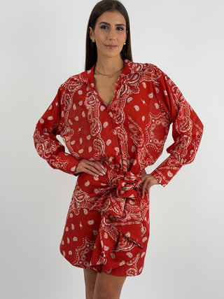 Set Camicia e Gonna con Fantasia Bandana Rosso