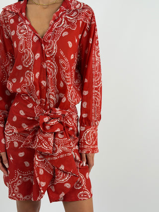 Set Camicia e Gonna con Fantasia Bandana Rosso