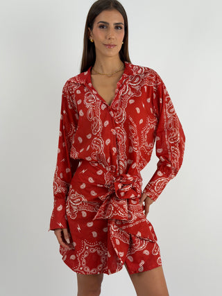 Set Camicia e Gonna con Fantasia Bandana Rosso