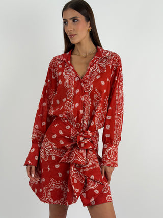 Set Camicia e Gonna con Fantasia Bandana Rosso