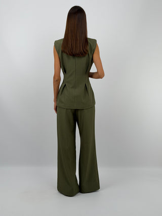 Completo Gessato con Gilet Verde