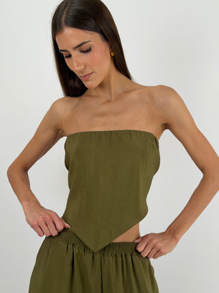 Set Top a Triangolo e Pantalone Verde Oliva