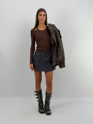 Set Maglia e Canotta a Costine Marrone