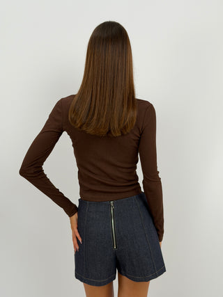 Set Maglia e Canotta a Costine Marrone