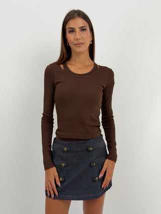 Set Maglia e Canotta a Costine Marrone