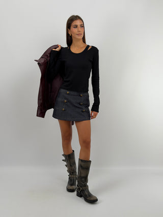 Set Maglia e Canotta a Costine Nero