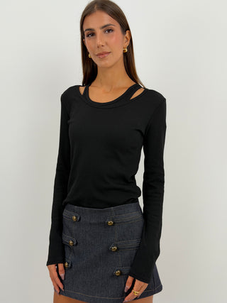 Set Maglia e Canotta a Costine Nero