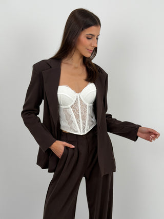 Tailleur Mia con Blazer Avvitato Marrone