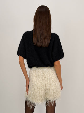 Pantaloncino con Piume Bianco