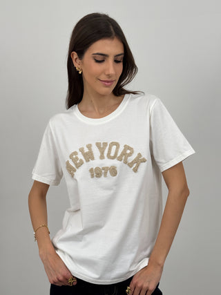 T-Shirt New York in Beige