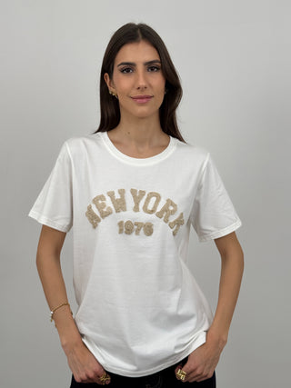 T-Shirt New York in Beige