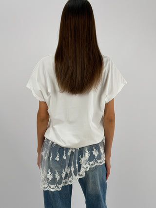 T-shirt Balloon con Pizzo Bianca Lumina