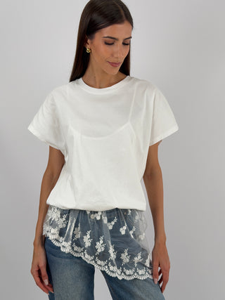 T-shirt Balloon con Pizzo Bianca Lumina