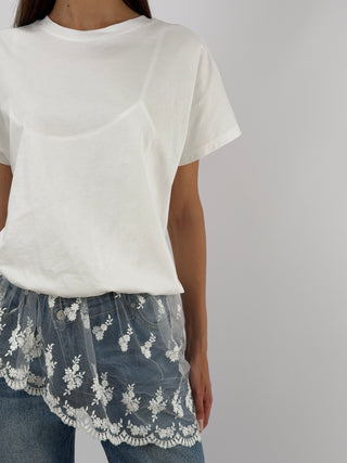 T-shirt Balloon con Pizzo Bianca Lumina