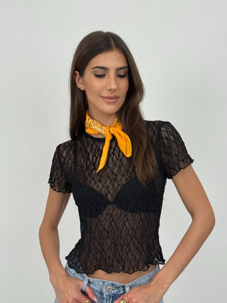 T-Shirt in Pizzo Numa Nera