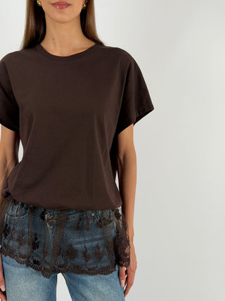 T-shirt Balloon con Pizzo Marrone Lumina