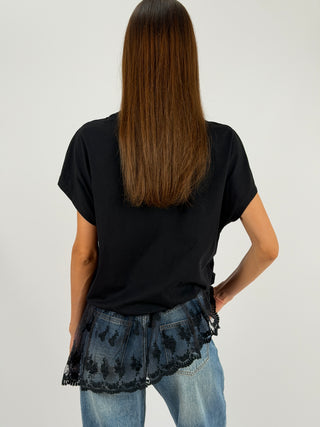 T-shirt Balloon con Pizzo Nera Lumina