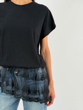 T-shirt Balloon con Pizzo Nera Lumina