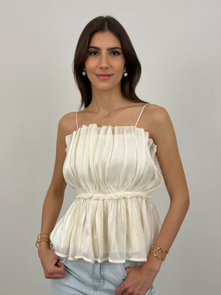 Top in Chiffon Romance Beige