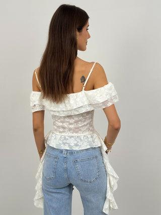 Top con Rouches Maya Bianco