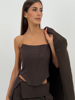 Top Corsetto Marrone Lumina