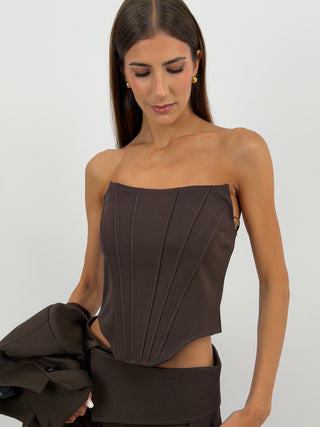 Top Corsetto Marrone Lumina