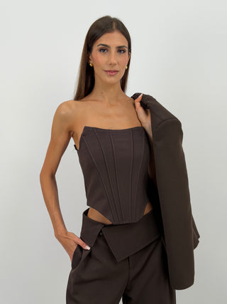 Top Corsetto Marrone Lumina