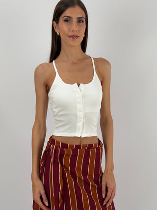 Top con Bottoni Bianco