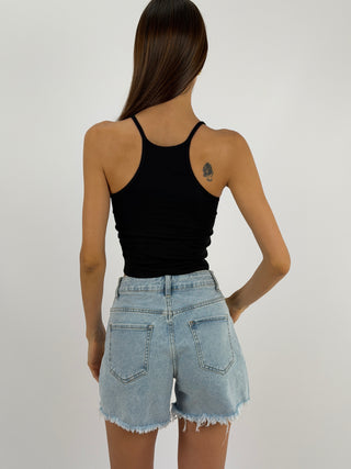 Top con Bottoni Nero