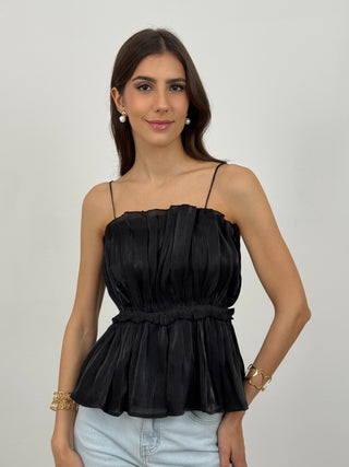 Top in Chiffon Romance Nero
