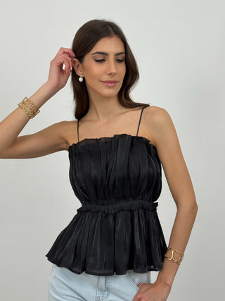 Top in Chiffon Romance Nero