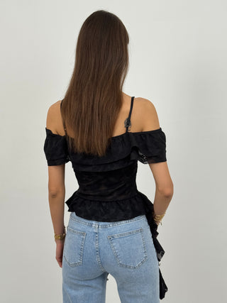 Top con Rouches Maya Nero