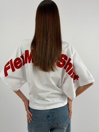 T-shirt Bianca con Stampa sul Retro Lumina