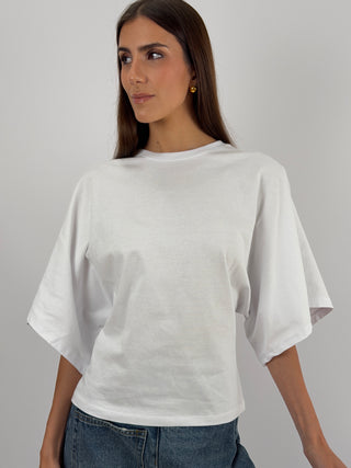 T-shirt Bianca con Stampa sul Retro Lumina