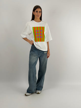 T-shirt Bianca con Stampa Out of Office Cherie Lumina