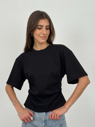T-Shirt Arricciata Crispy Nera