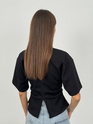 T-Shirt Arricciata Crispy Nera