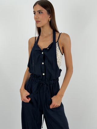 Tuta con Pizzo Blu Lumina