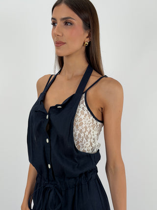 Tuta con Pizzo Blu Lumina