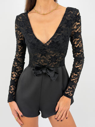 Tutina in Pizzo Combinata Nera